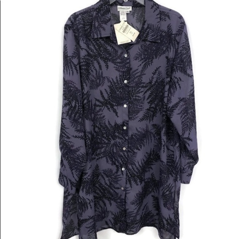 COLDWATER CREEK FERN PRINT DUSTER BLOUSE XL
